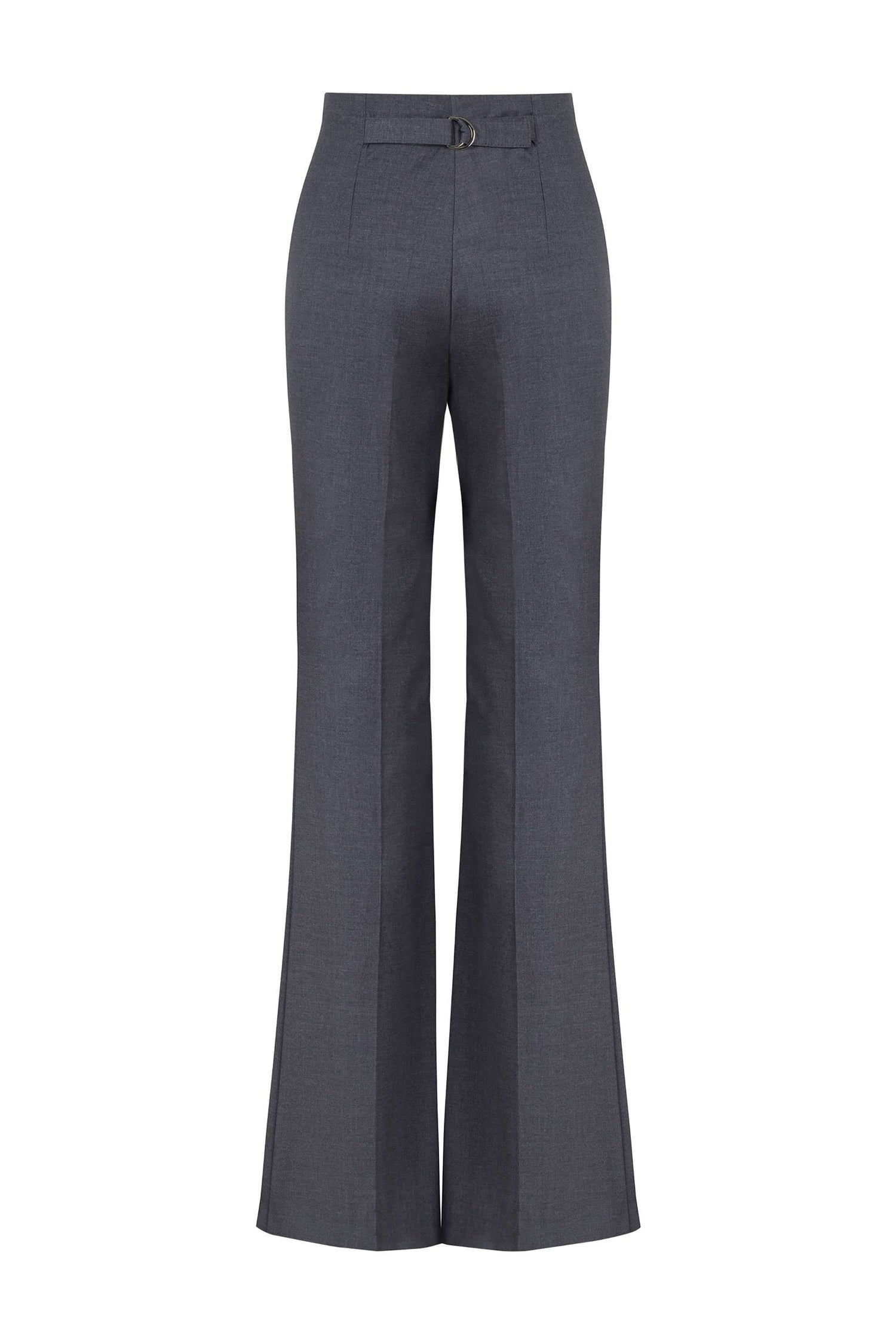 Flared Pants with Back Metal Belt Detail