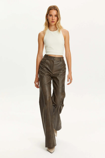 Leather Trim Pants