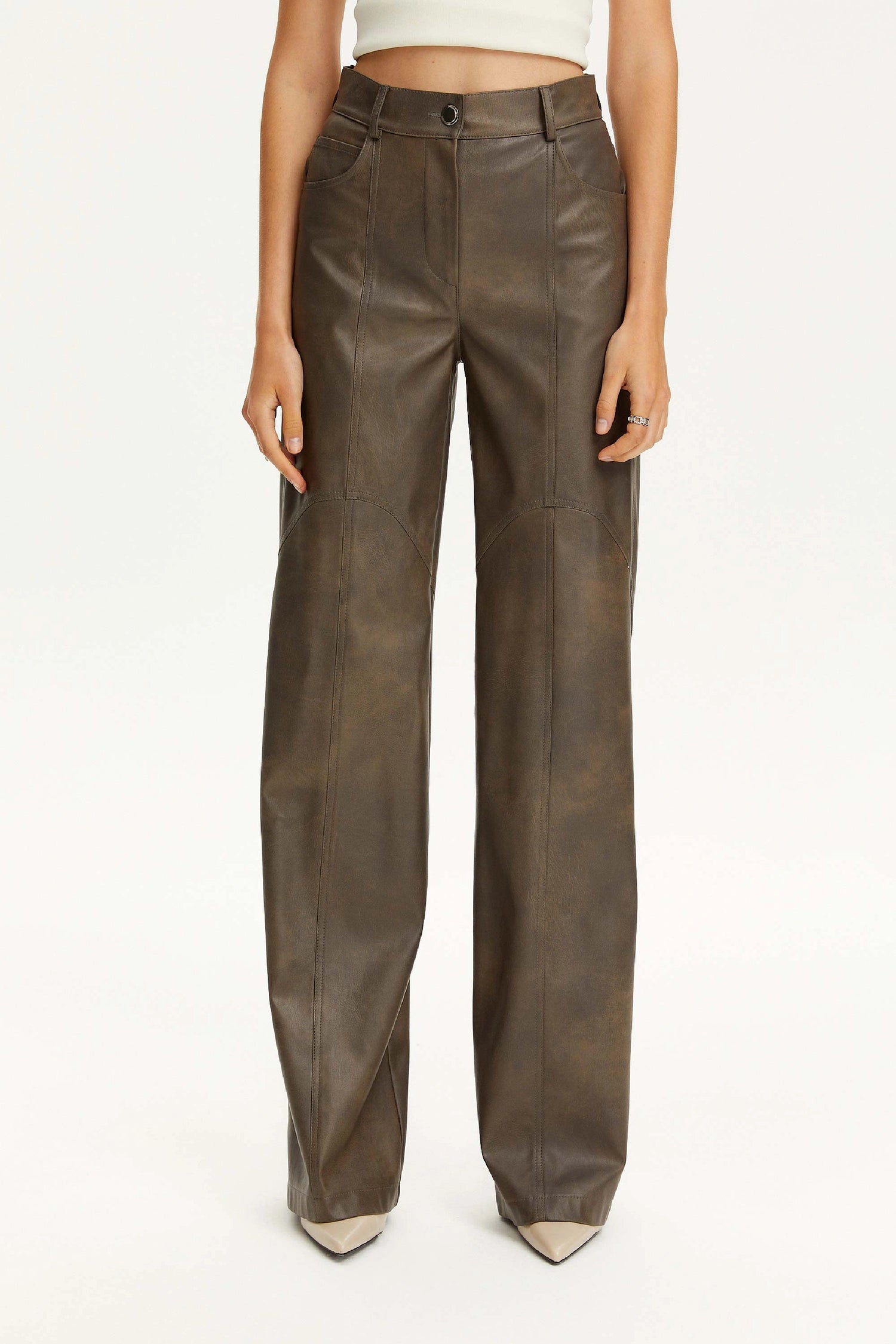 Leather Trim Pants