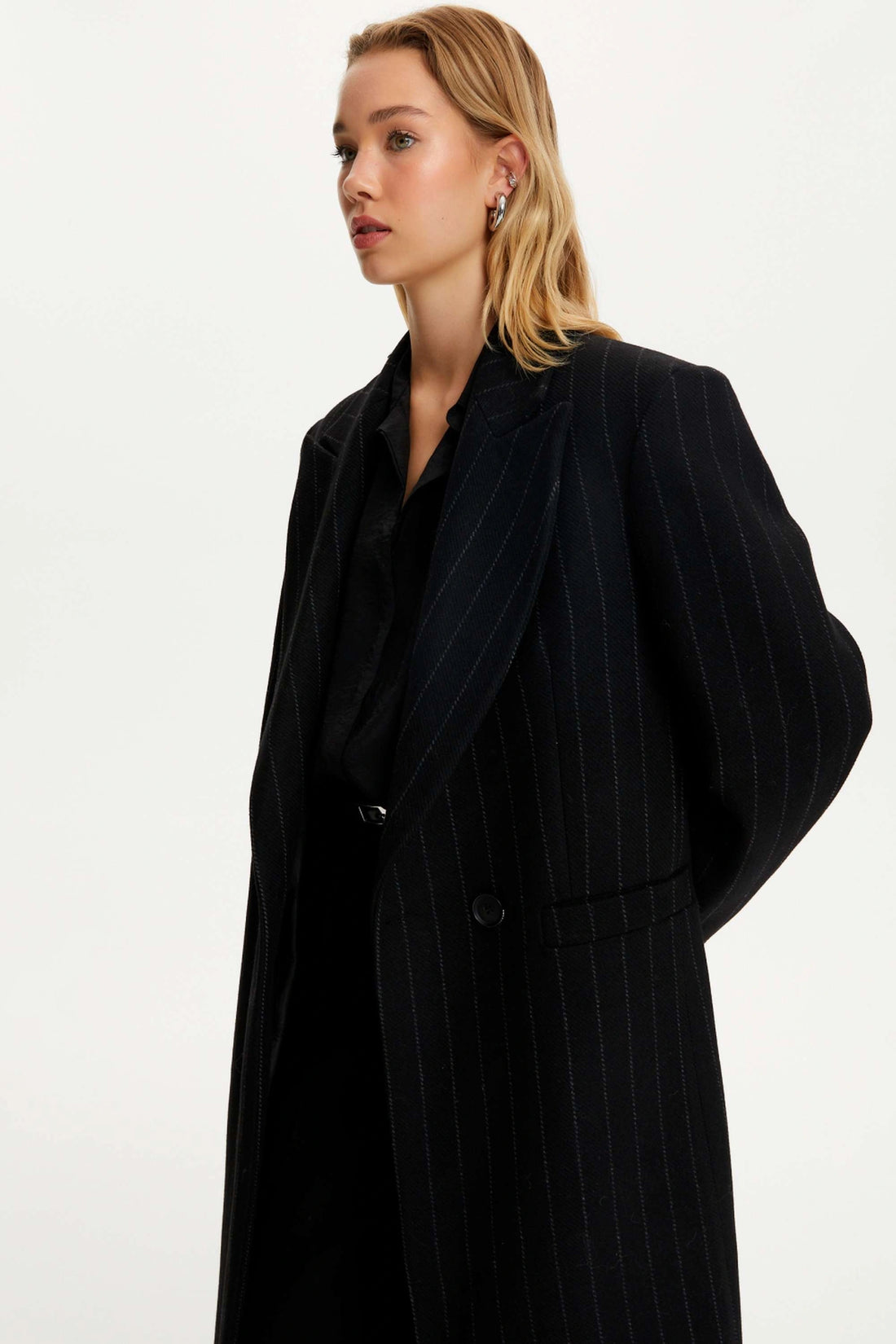 Shoulder Pad Wool Blend Coat