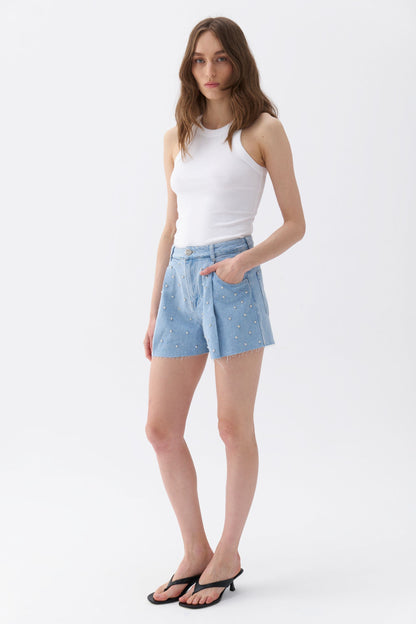 Dart Detailed Denim Shorts