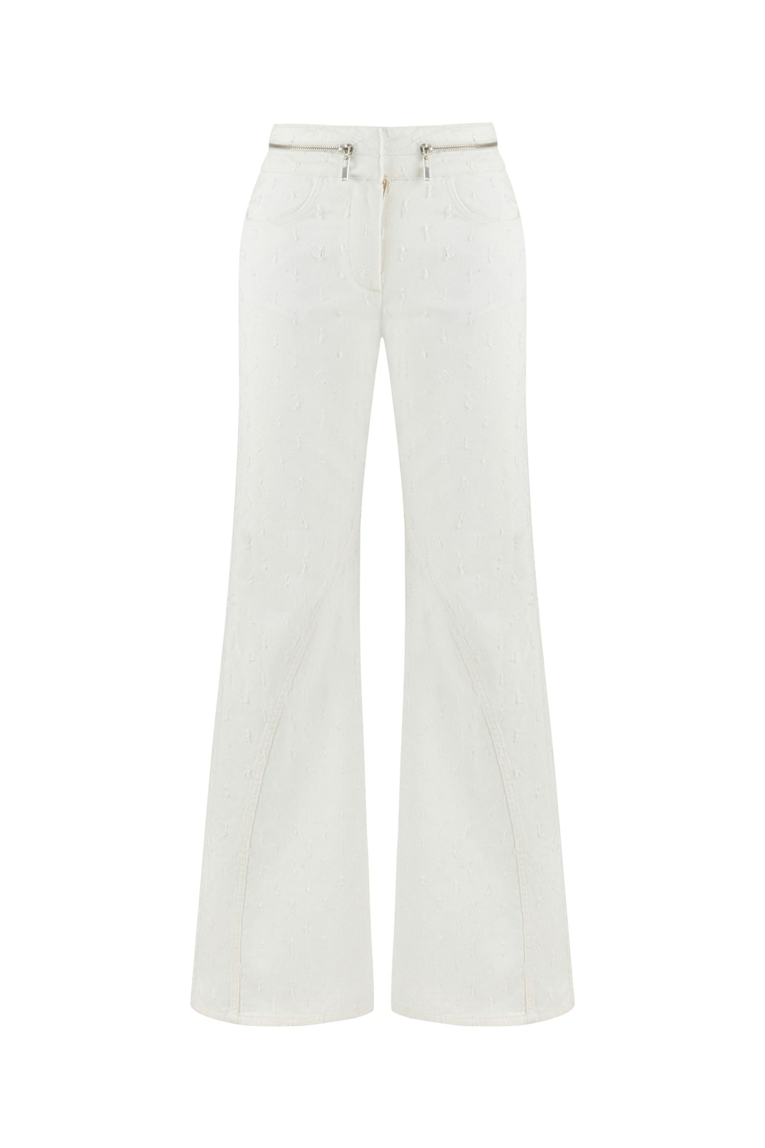 Wide Leg Jeans with Zipper Detail at Waist