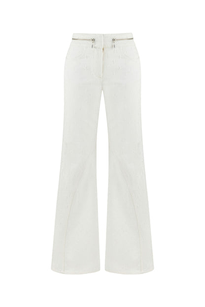 Wide Leg Jeans with Zipper Detail at Waist