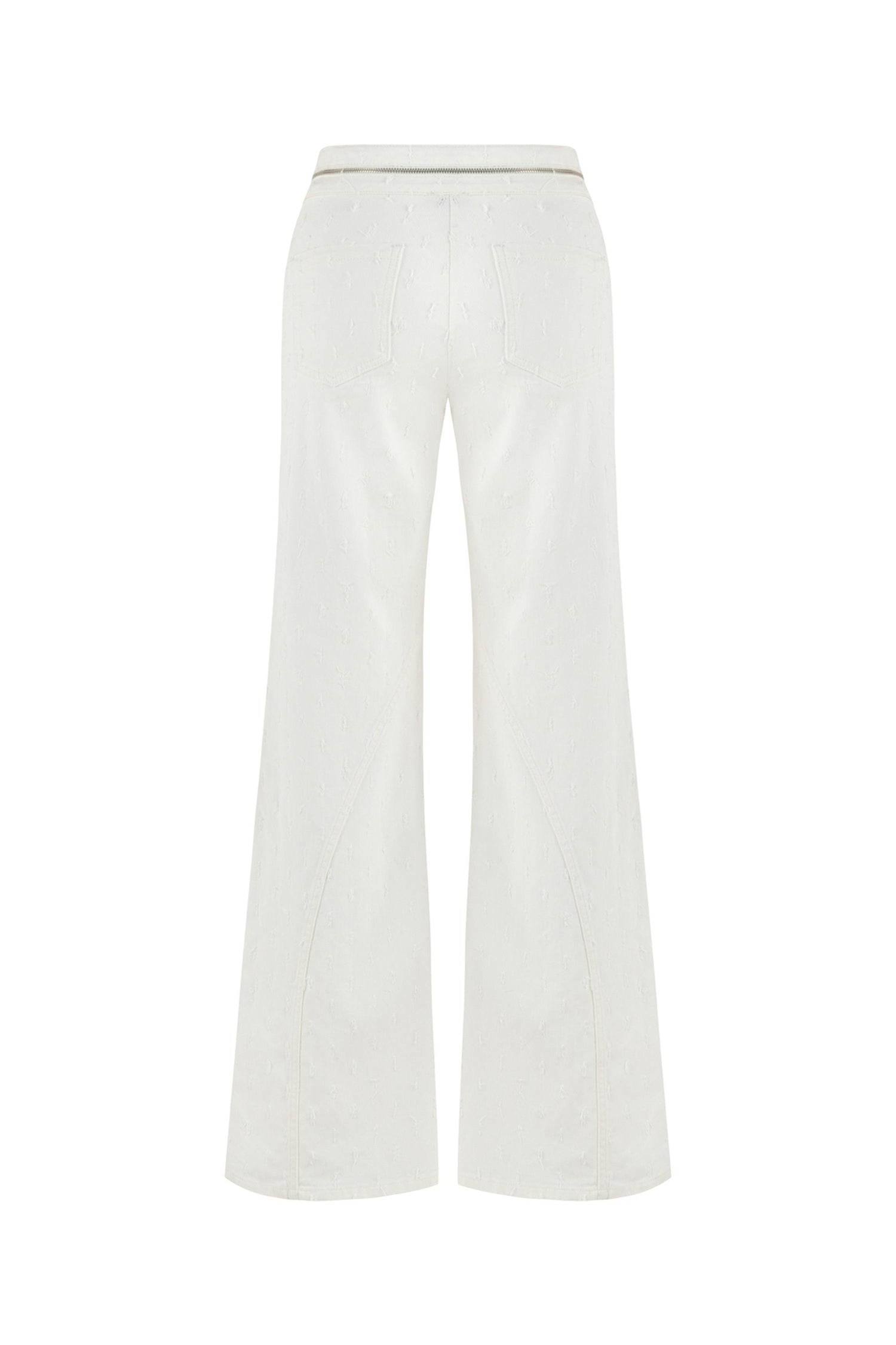 Wide Leg Jeans with Zipper Detail at Waist