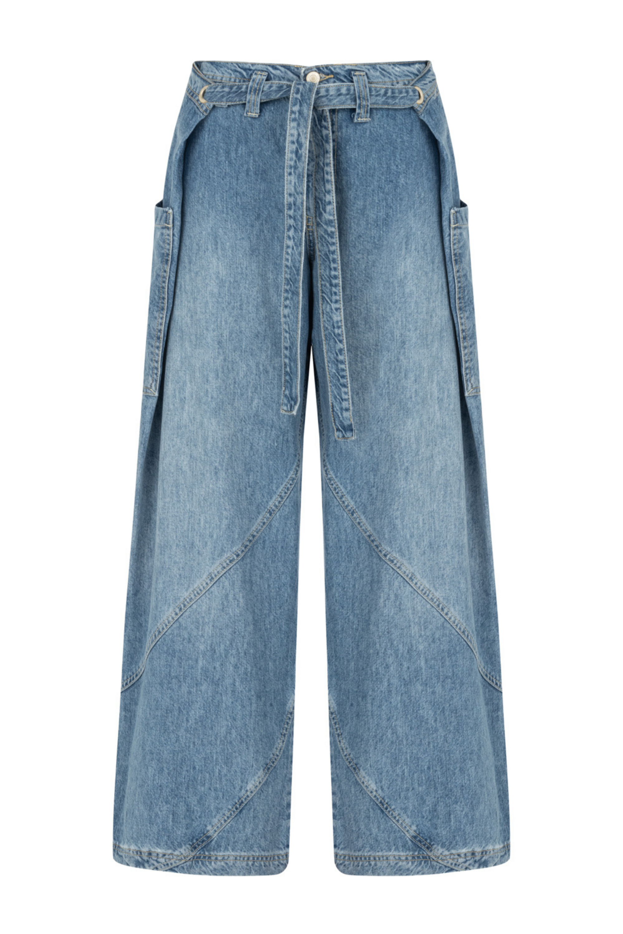 Contrast Top Stitching Pockets Jeans