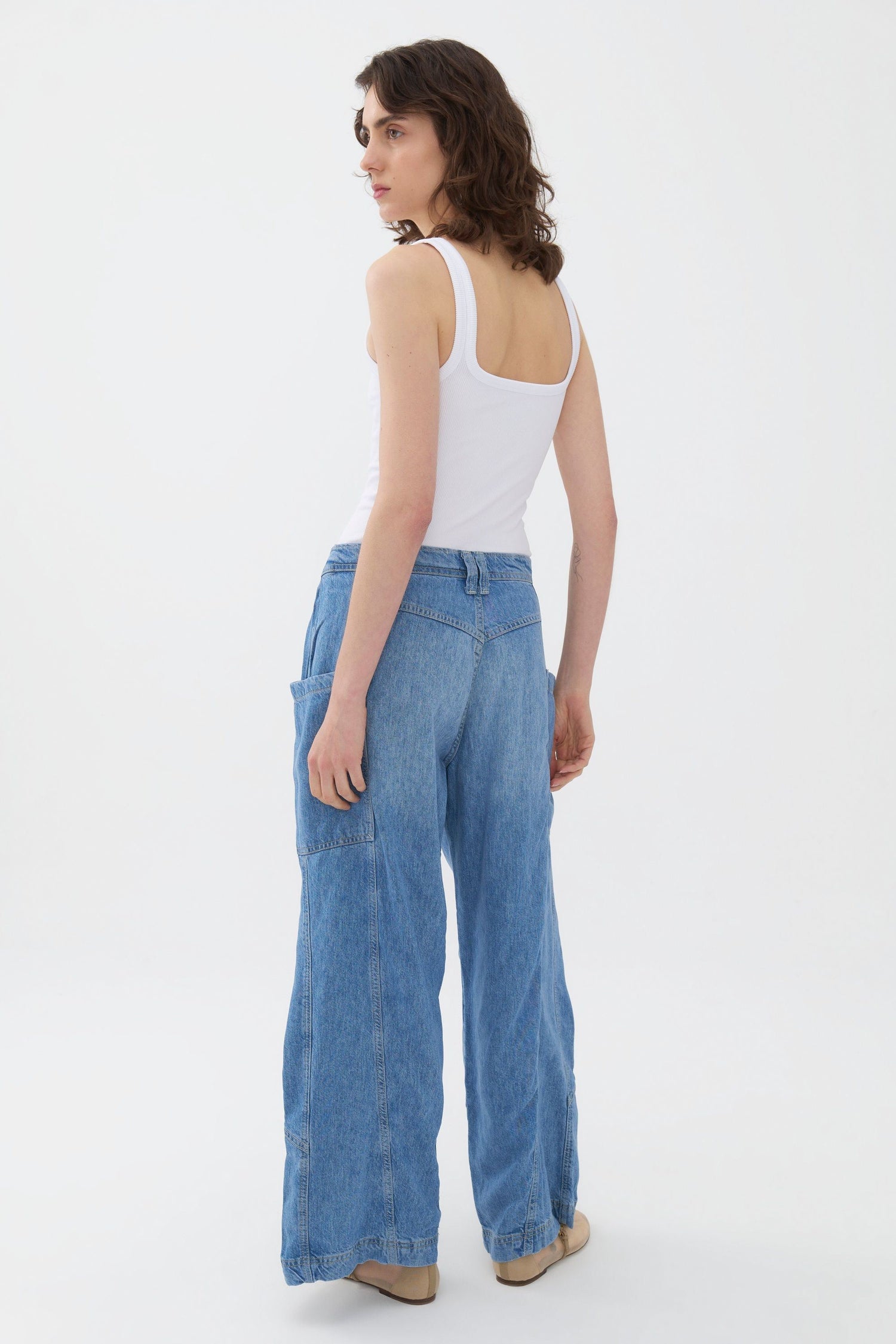 Contrast Top Stitching Pockets Jeans