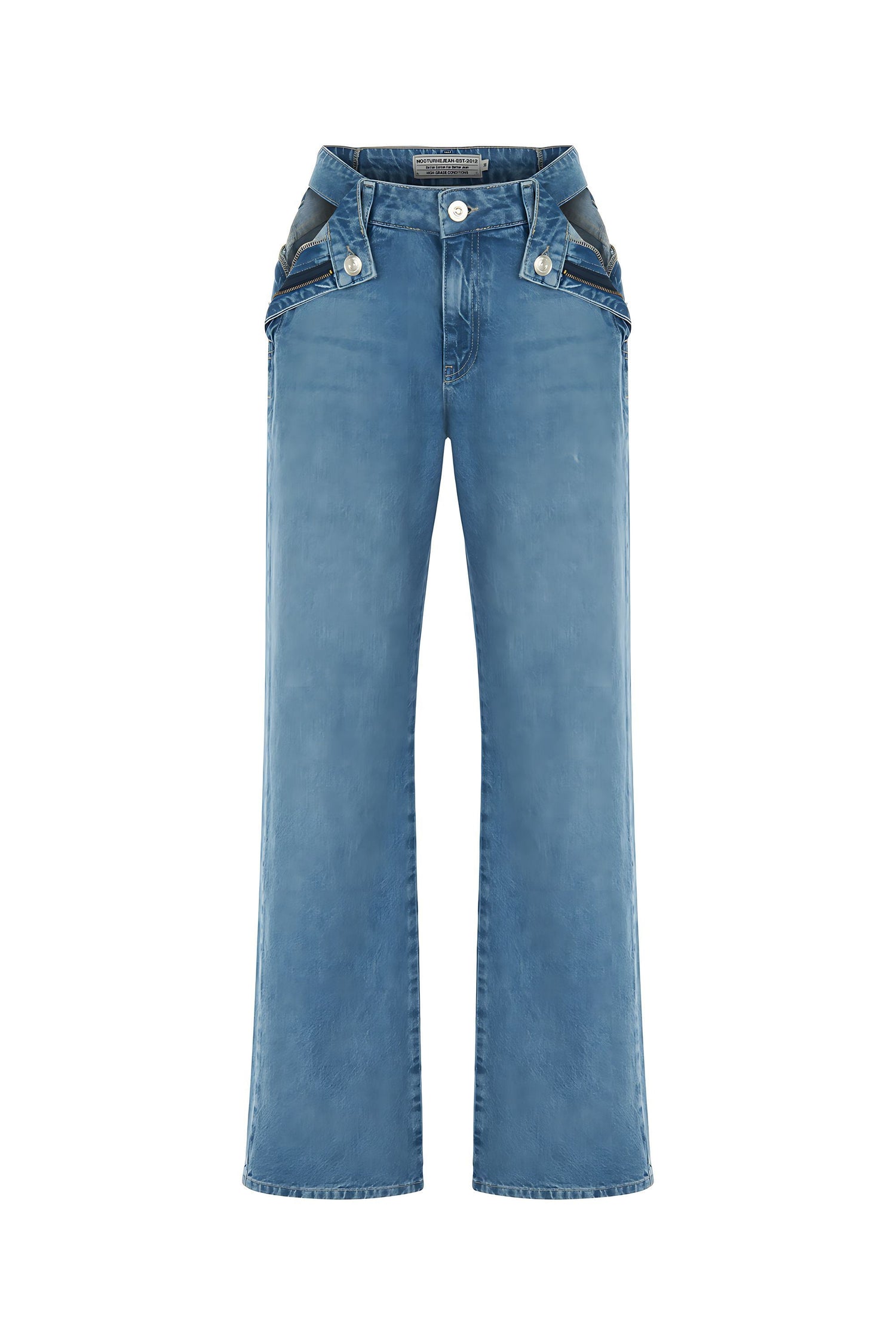 Cut-Out Detailed High Waist Jeans