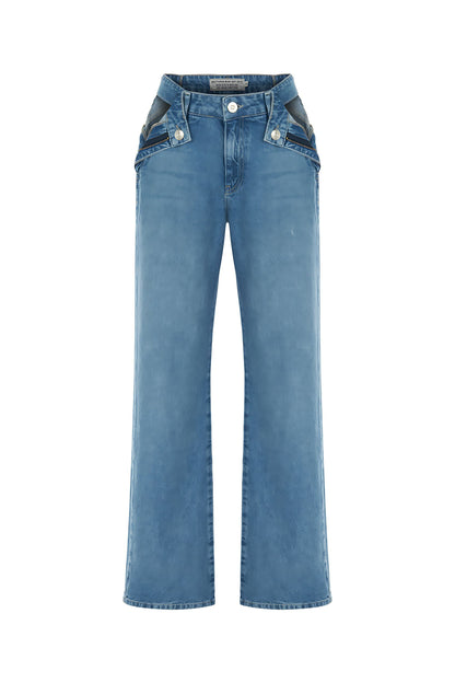 Cut-Out Detailed High Waist Jeans