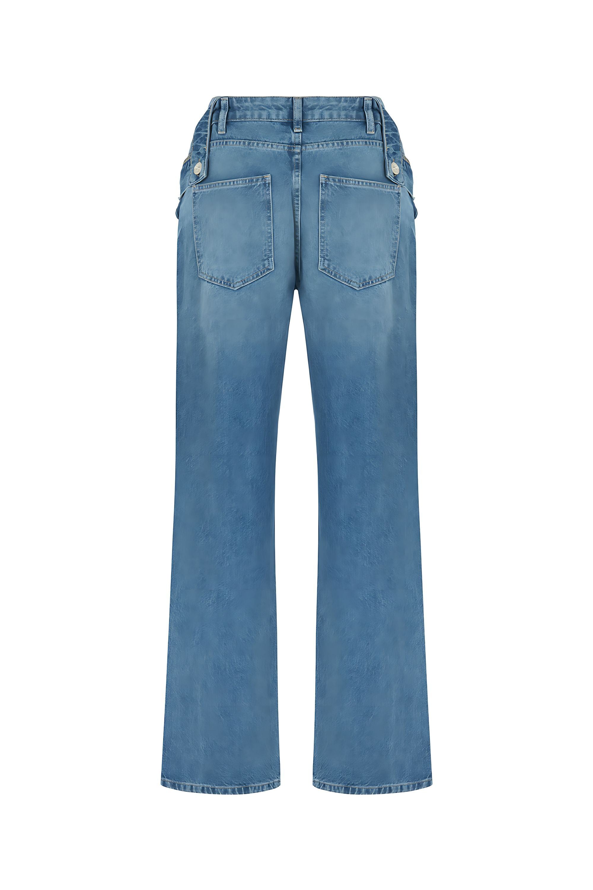 Cut-Out Detailed High Waist Jeans