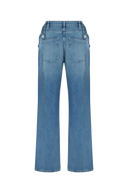 Cut-Out Detailed High Waist Jeans