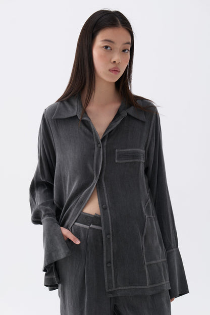 Contrast Topstitched Shirt