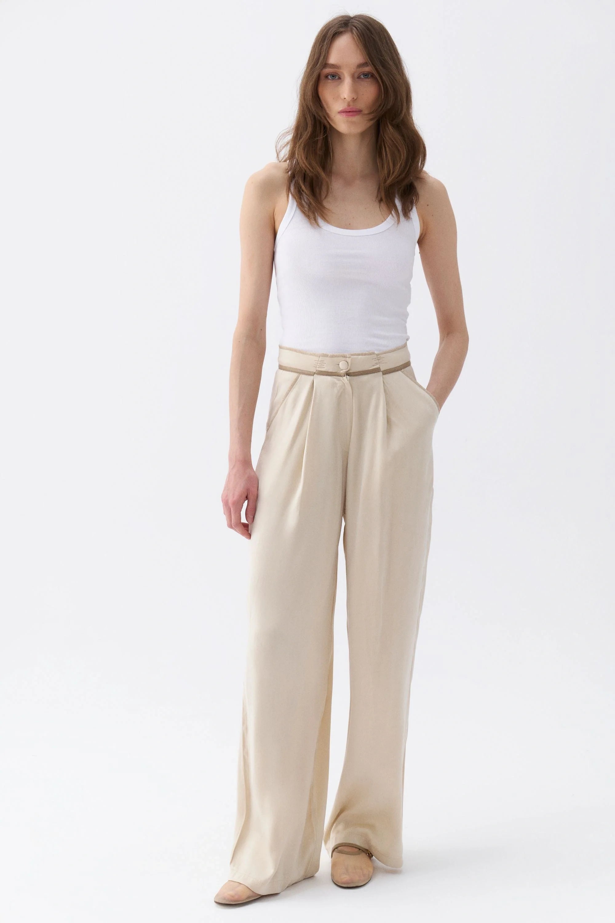 Pleated Palazzo Pants