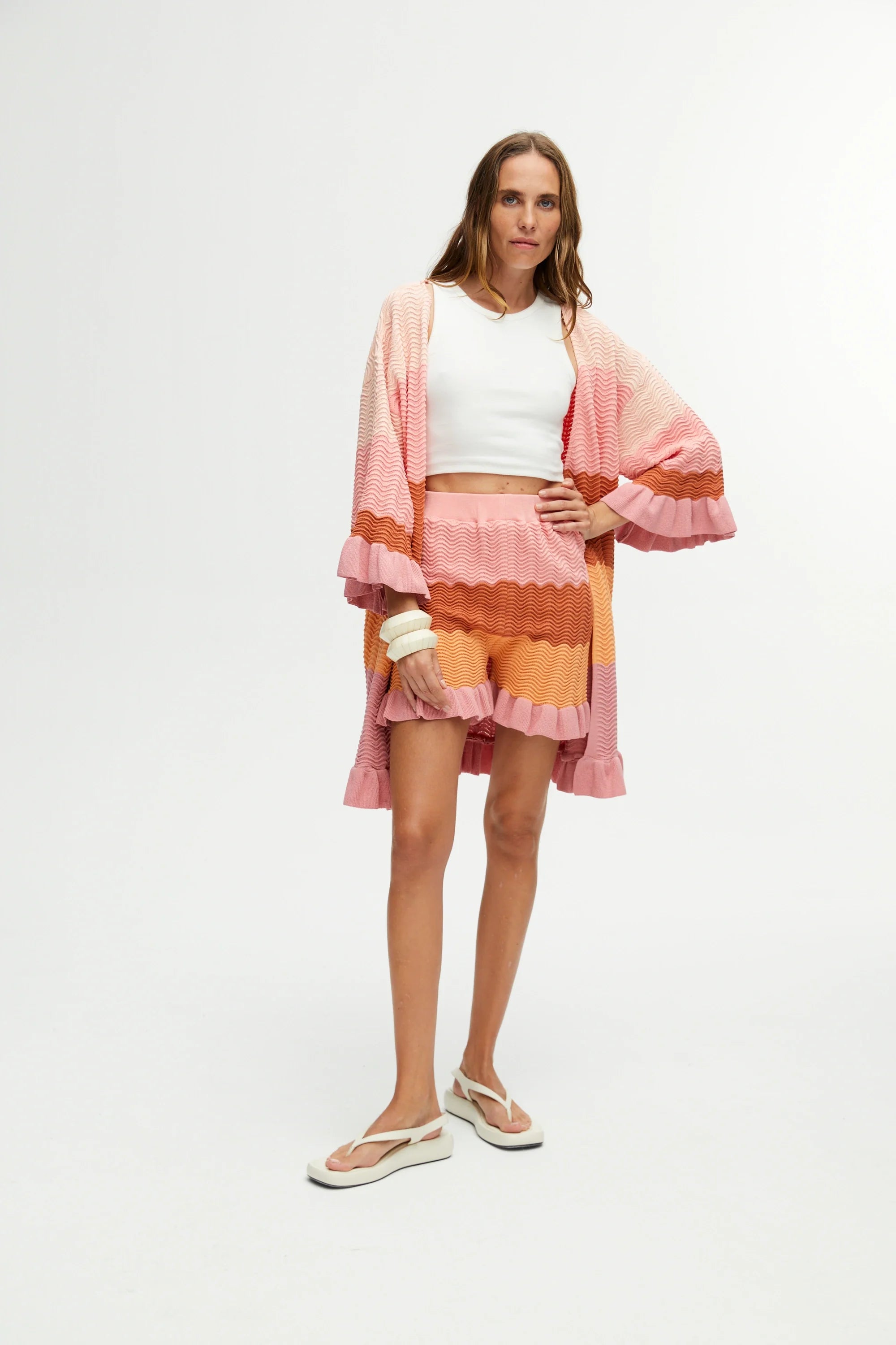 Printed Flounce Knit Cardigan (Final Sale)