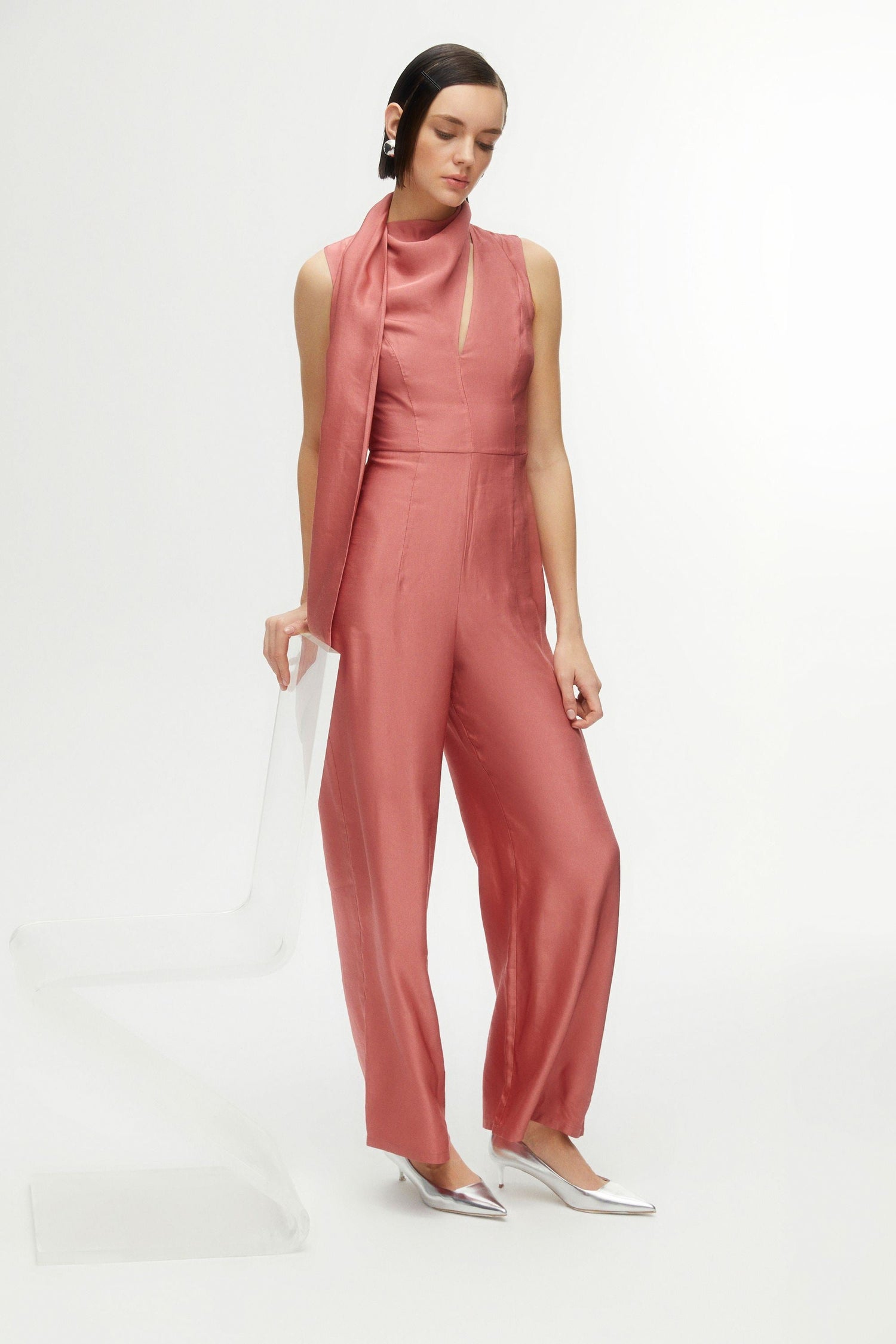Shawl Collar Detailed Jumpsuit (Final Sale)