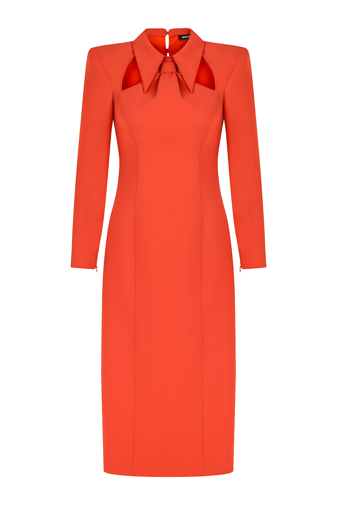 Tie Neck Midi Dress with Shoulder Pad (Final Sale)