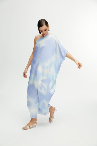 One-Shoulder Cape Midi-Dress (Final Sale)