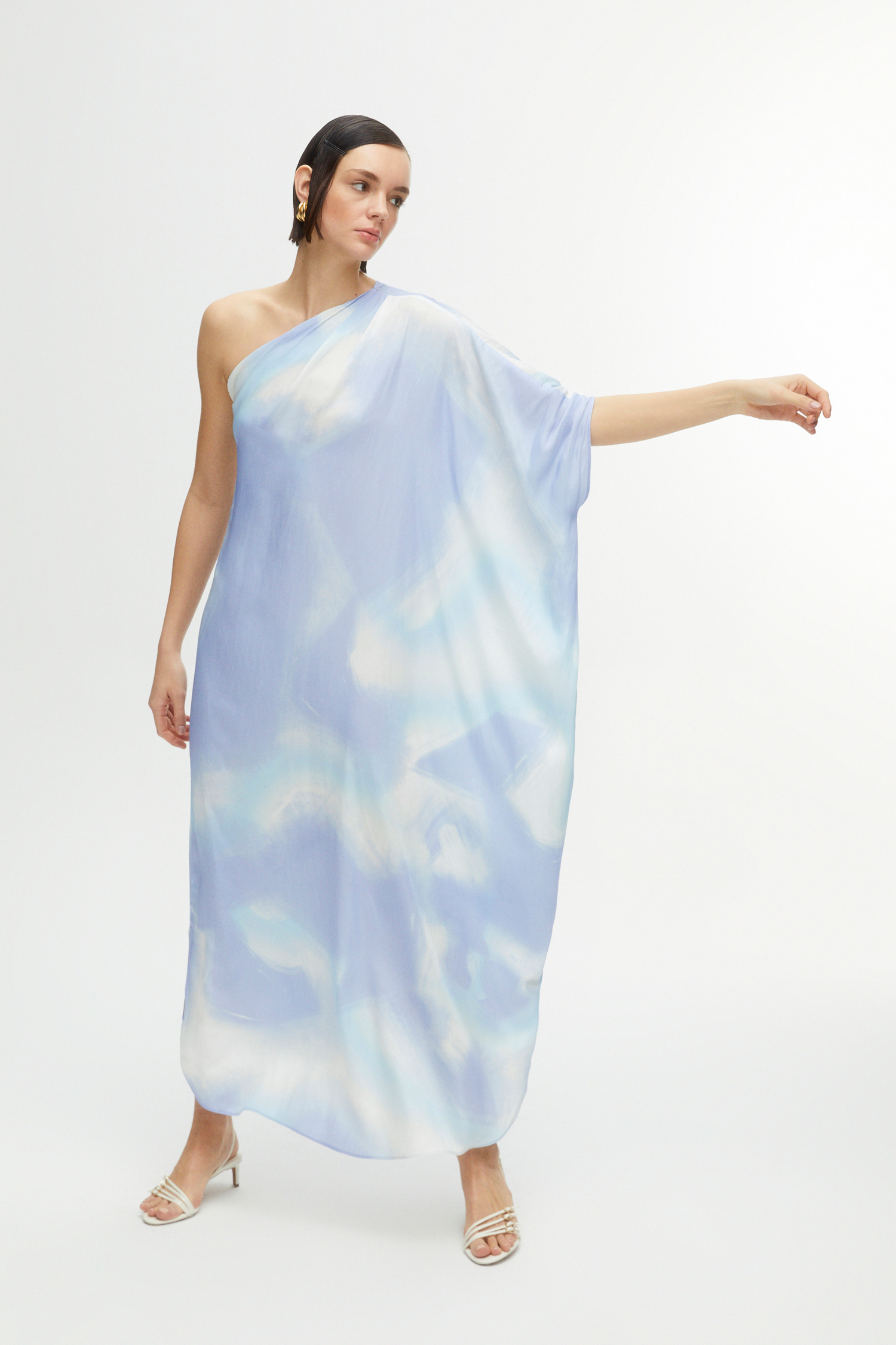 One-Shoulder Cape Midi-Dress (Final Sale)