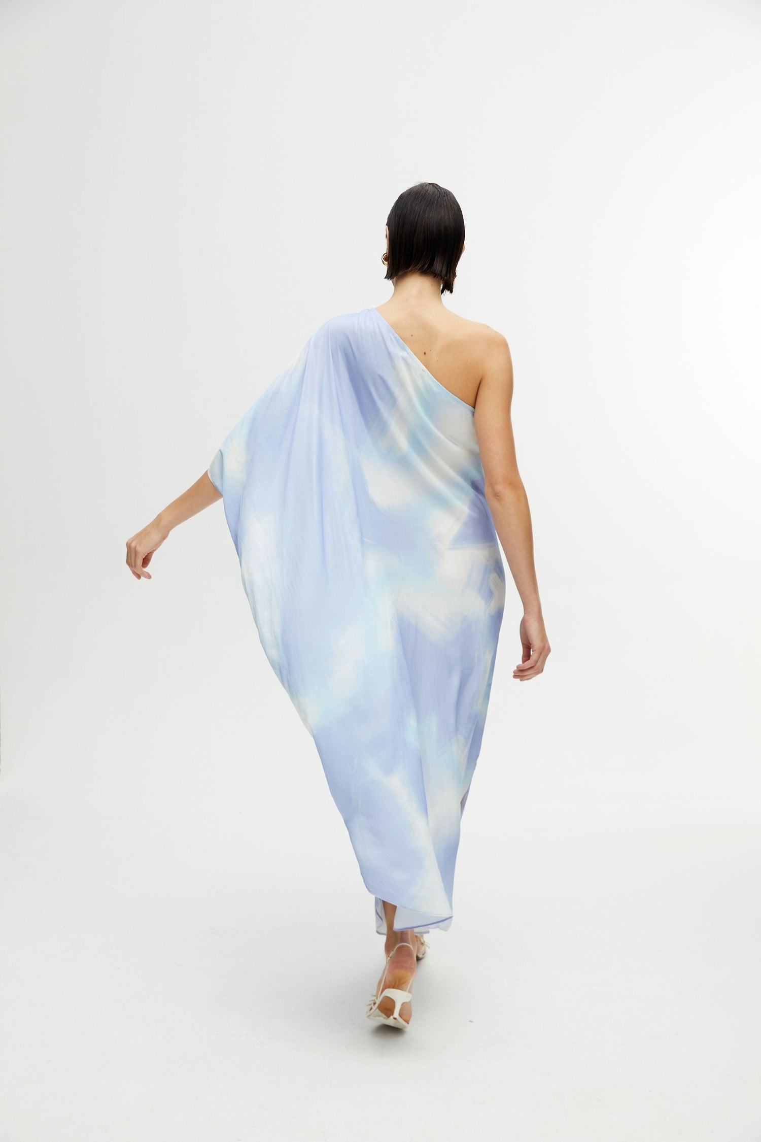 One-Shoulder Cape Midi-Dress