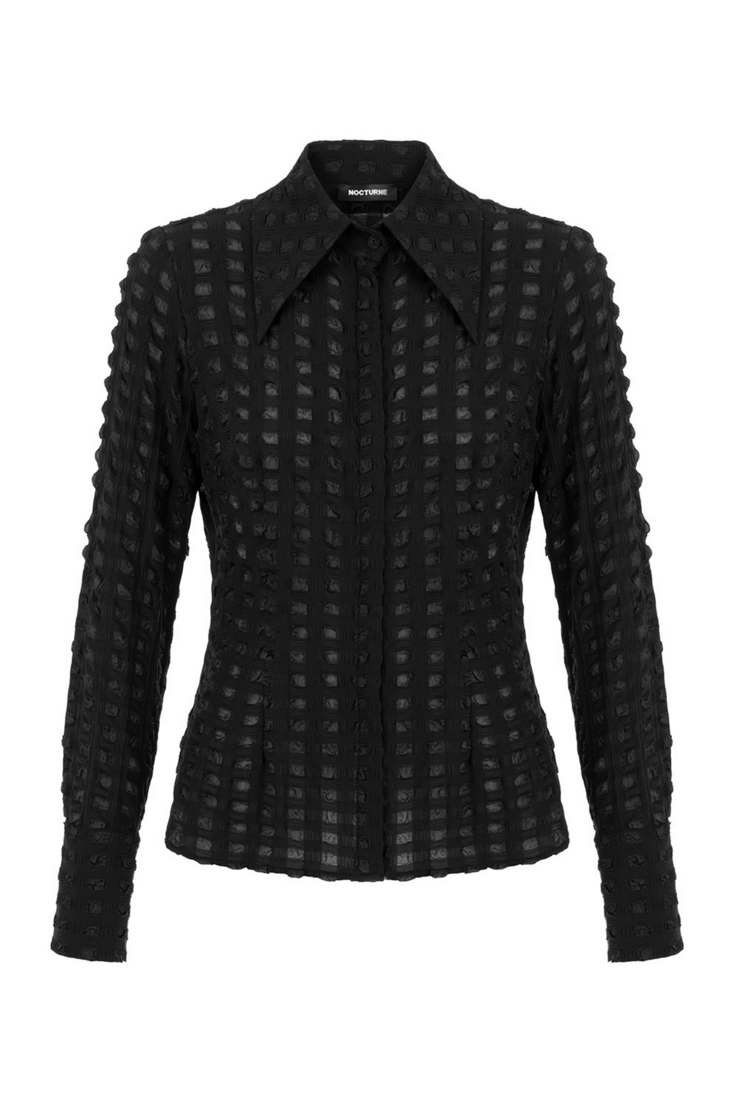 Textured Pointed Collar Shirt