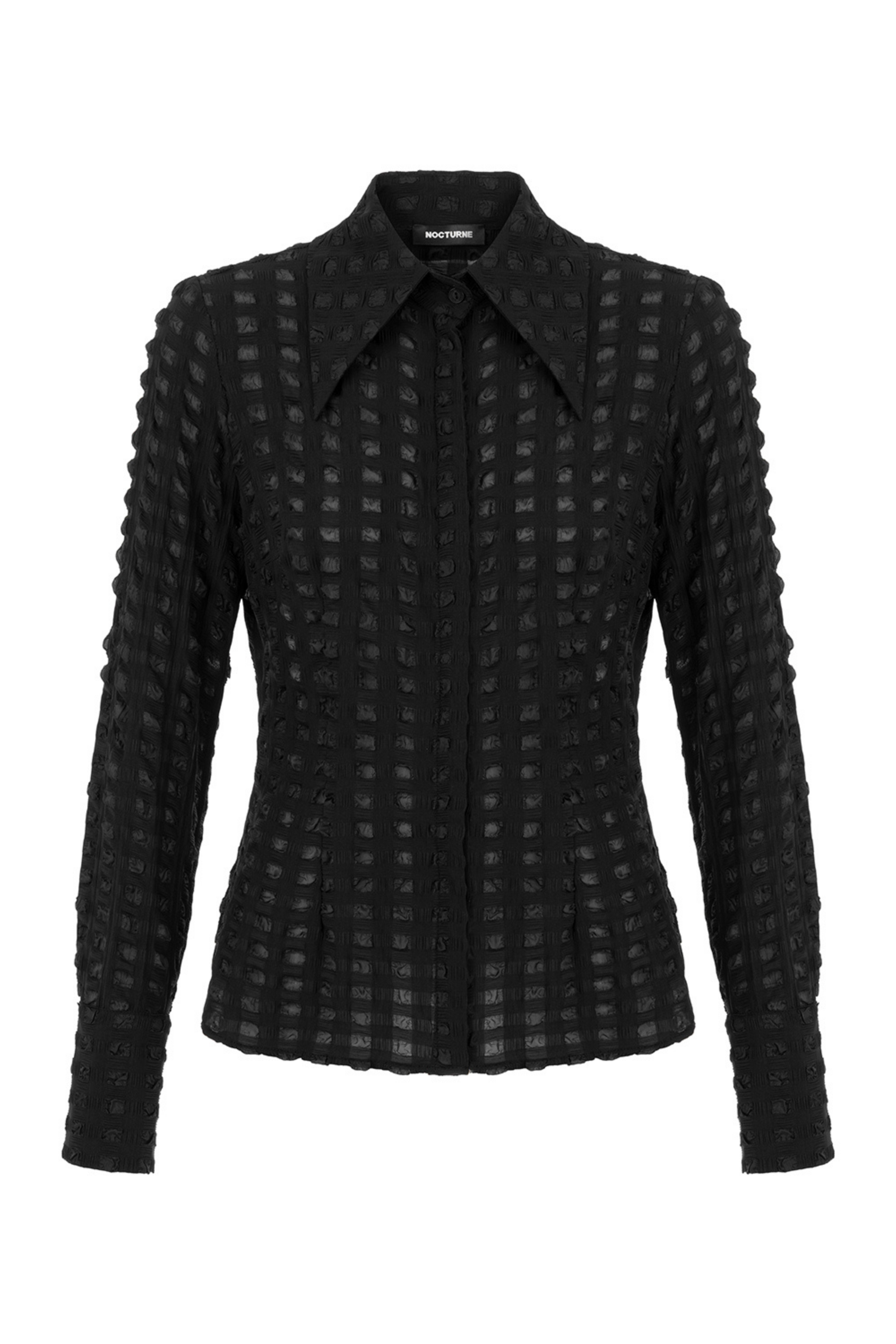 Textured Pointed Collar Shirt