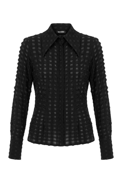 Textured Pointed Collar Shirt