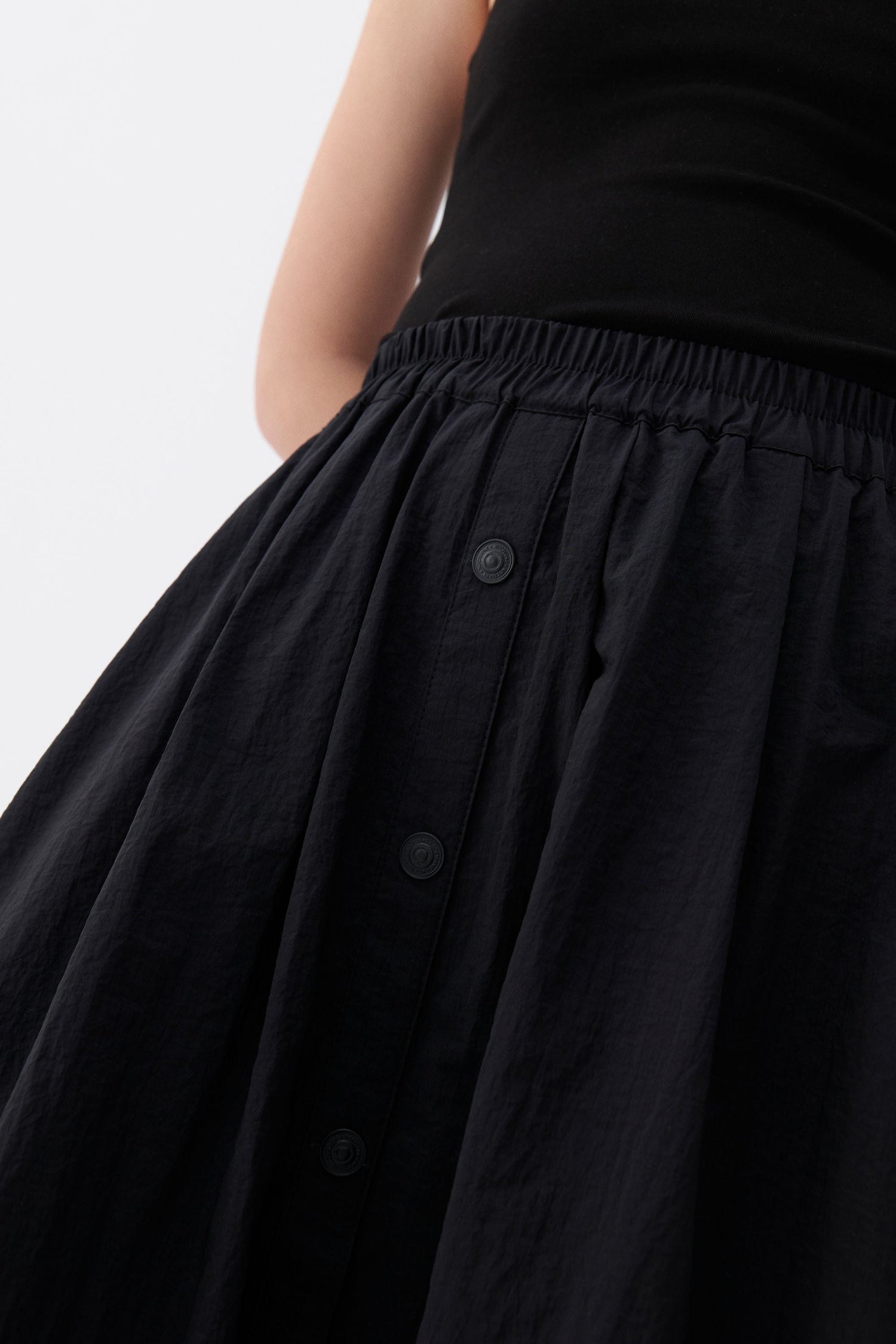 Button Accessorized Midi Skirt