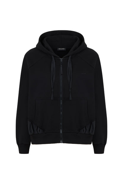 Zipper-Front Oversized Hooded Sweatshirt