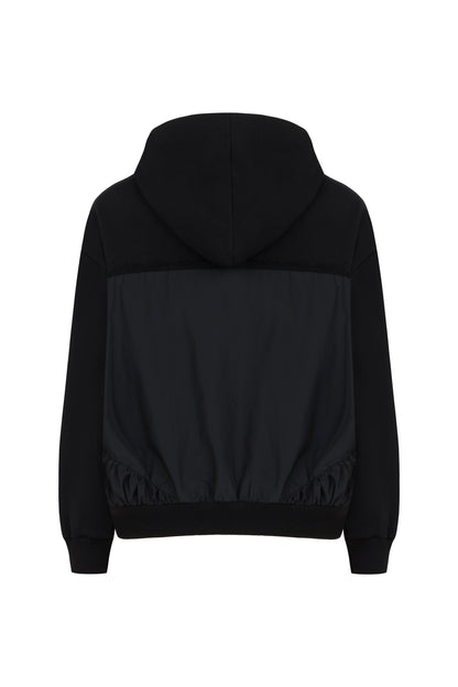 Zipper-Front Oversized Hooded Sweatshirt