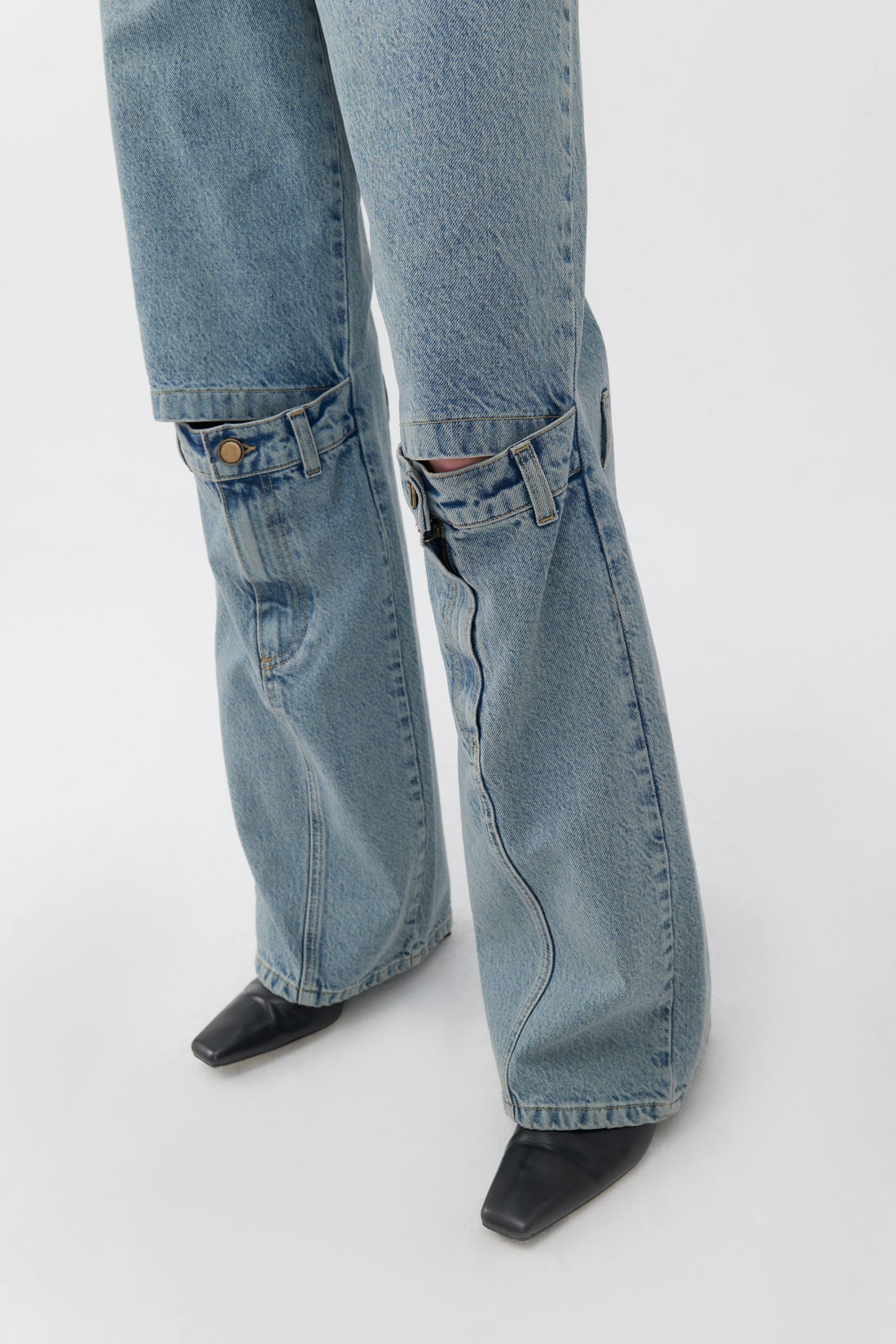 Open-Knee Wide Leg Jeans