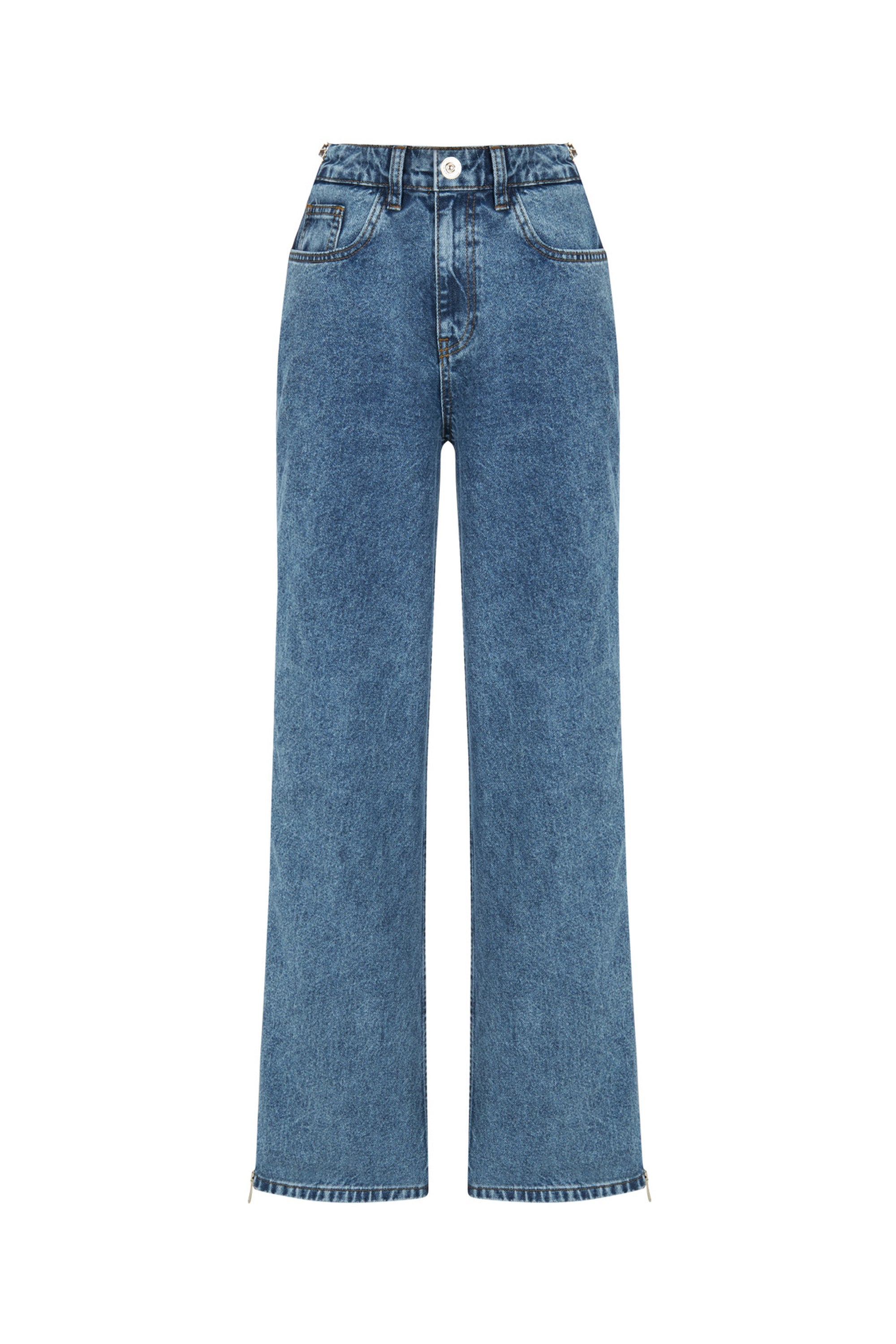 Boyfriend Jeans with Side Combination Zipper