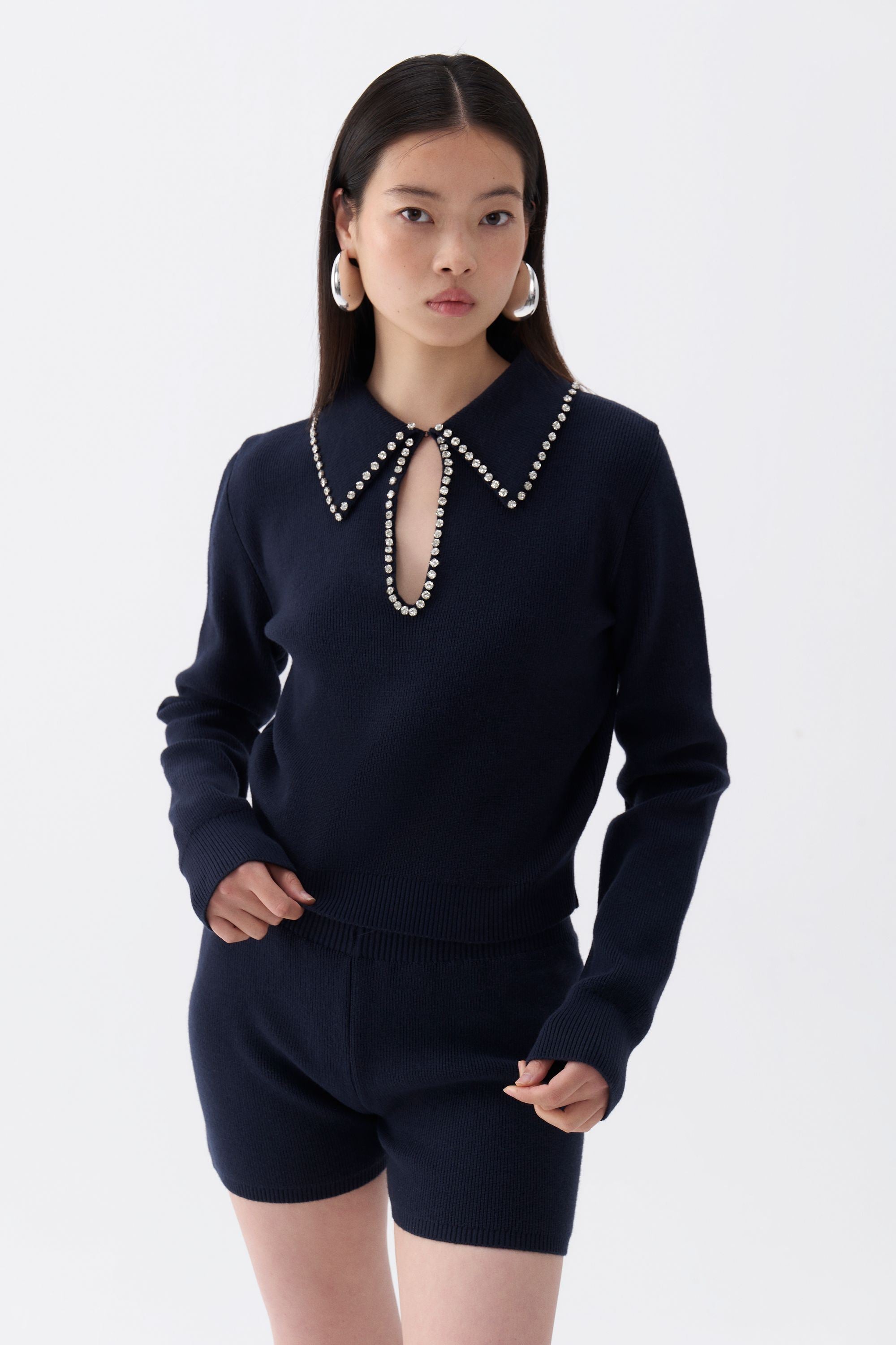 Shirt Collar Knit Sweater