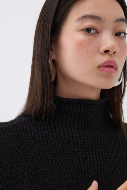 Ribbed Turtleneck Knit Sweater