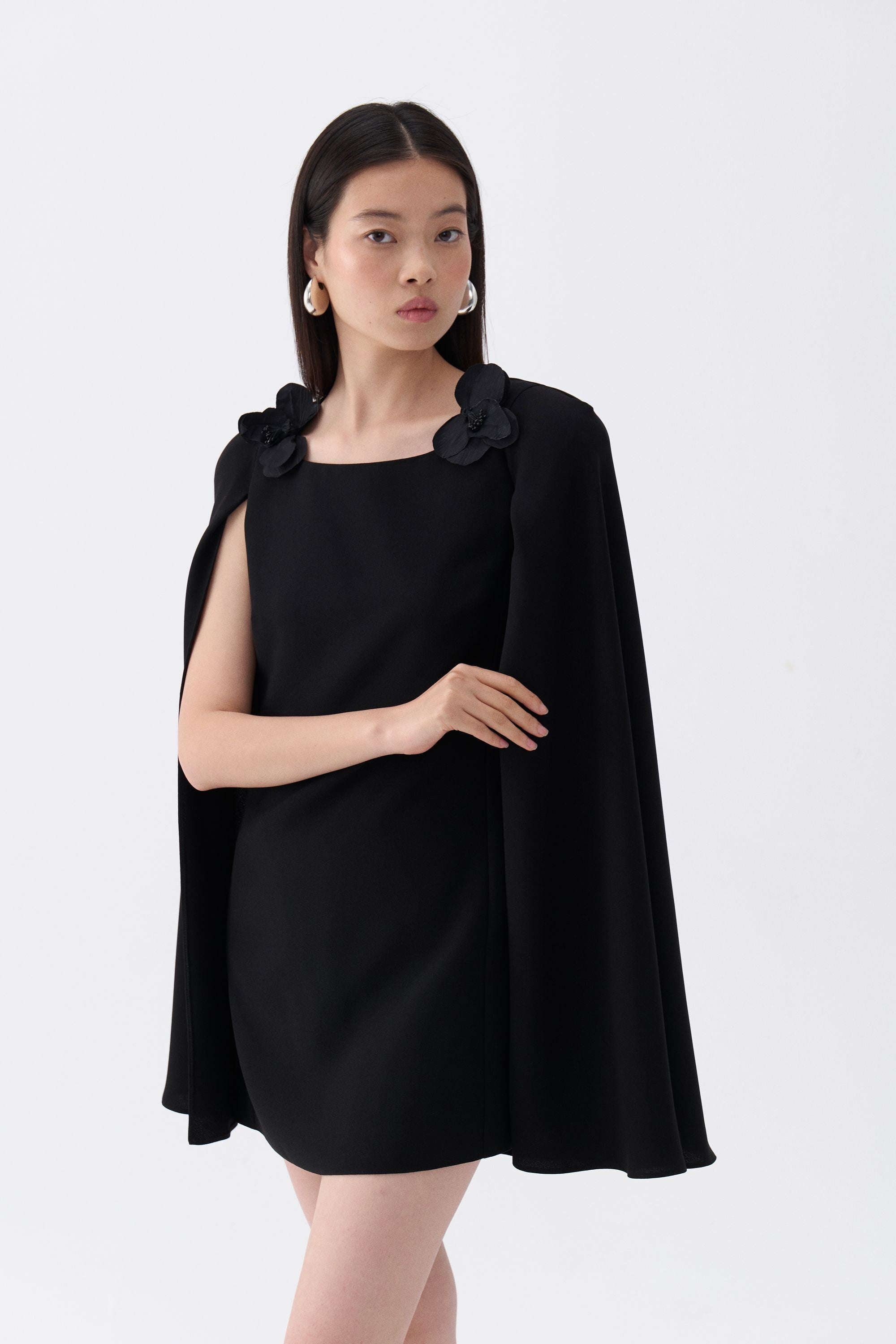 Cape Sleeve Mini Dress