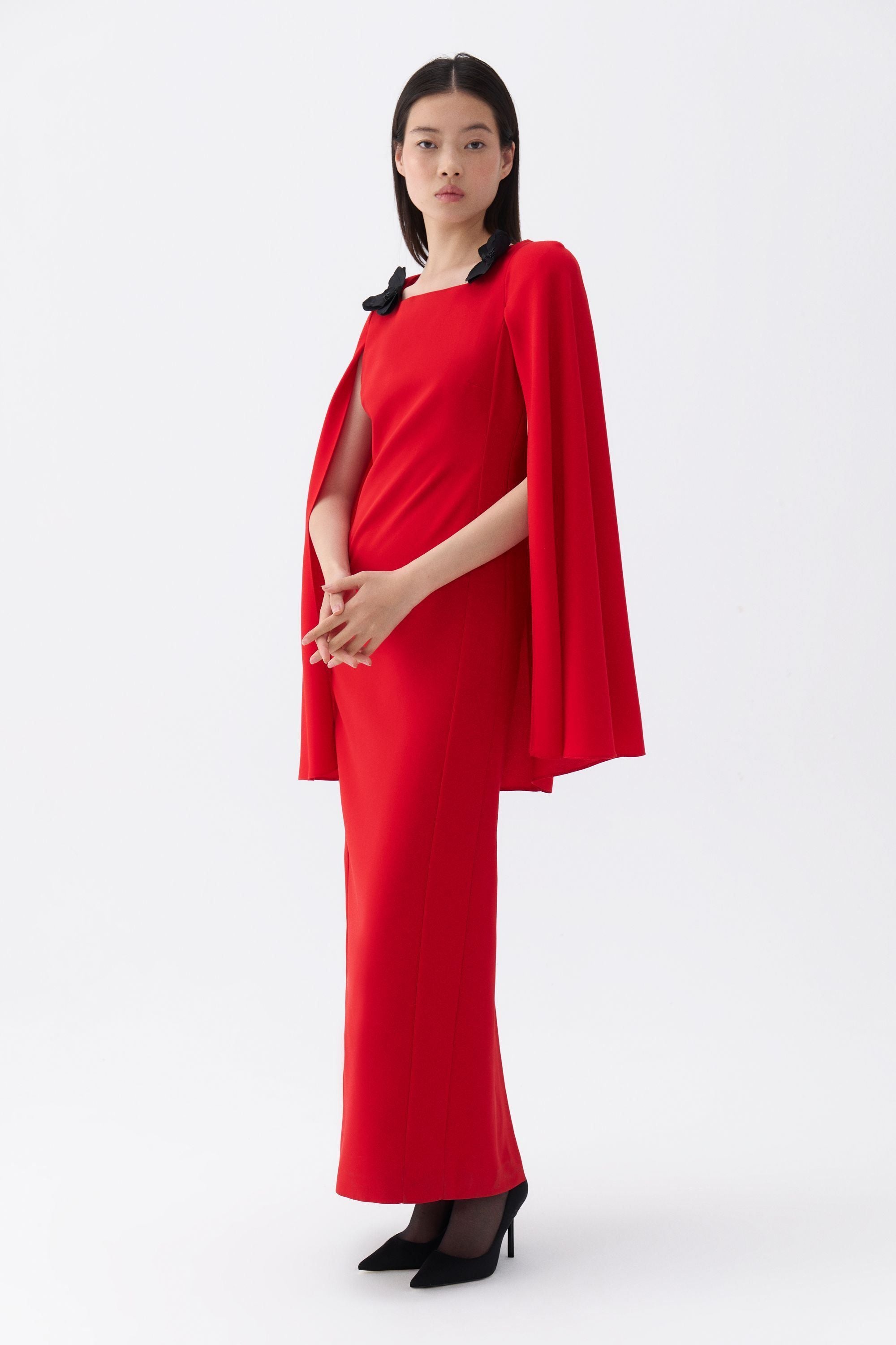 Cape Sleeve Maxi Dress