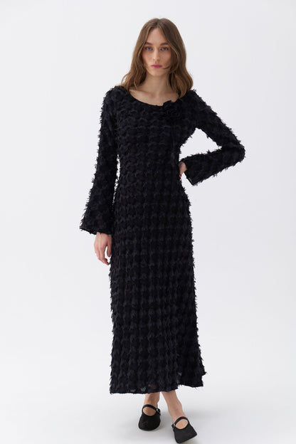 Backless Long Sleeve Maxi Dress