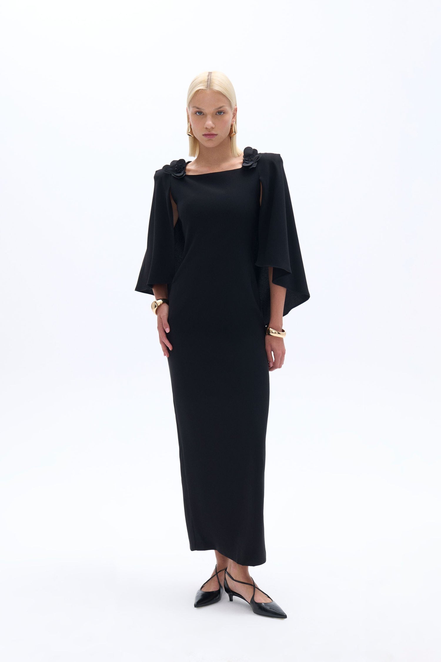 Cape Sleeve Maxi Dress