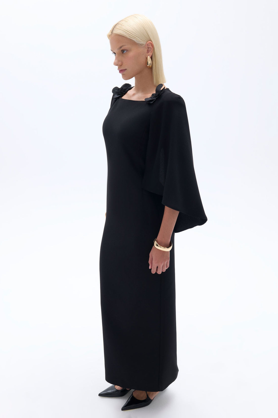 Cape Sleeve Maxi Dress