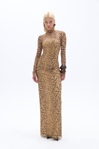 Leopard Print Long Sleeve Dress