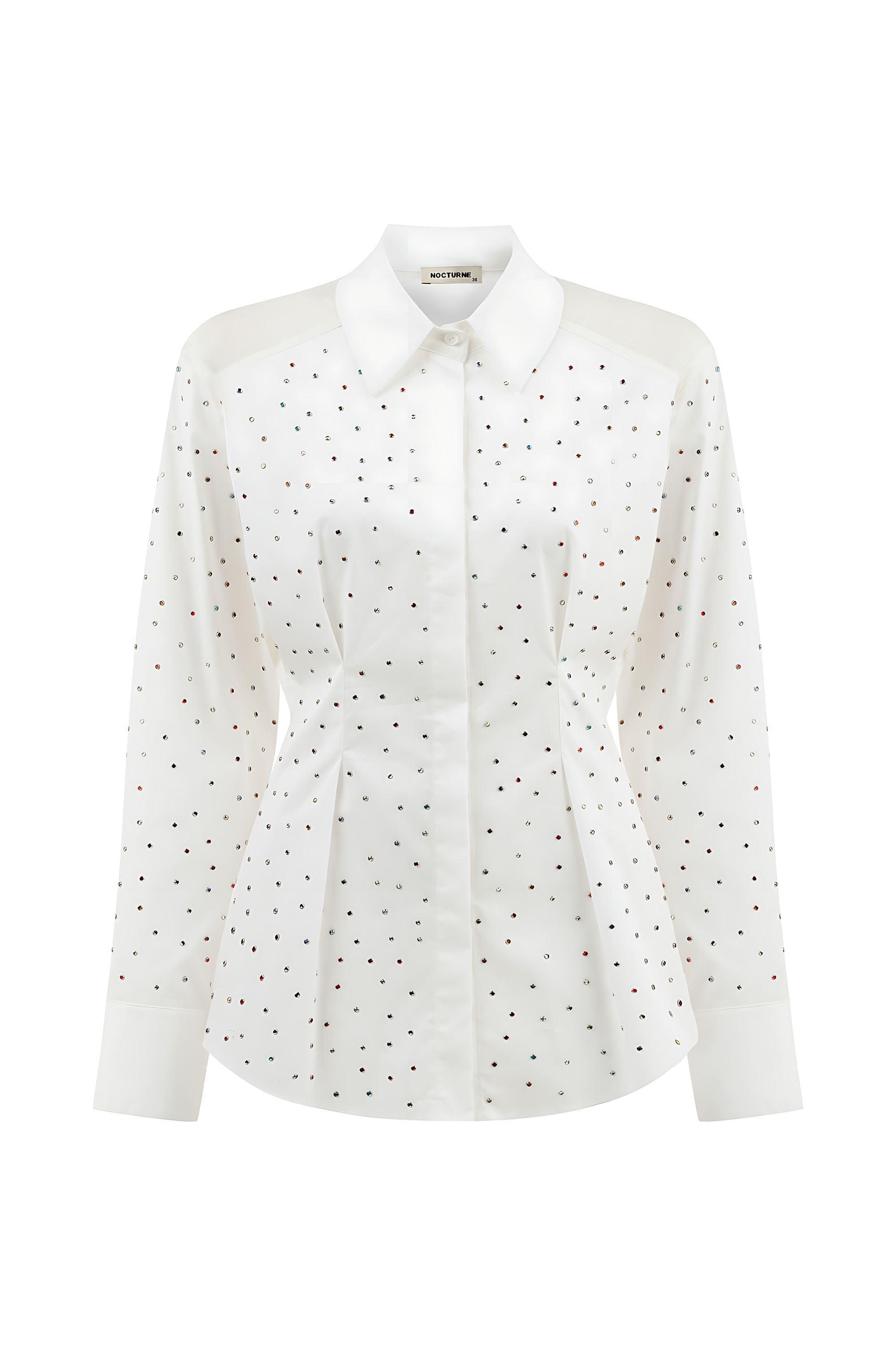 Rhinestone Embroidered Button-Up Shirt