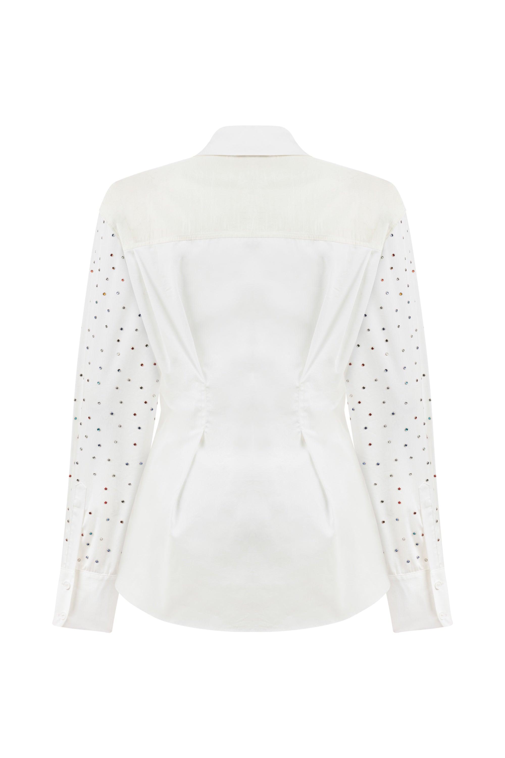 Rhinestone Embroidered Button-Up Shirt