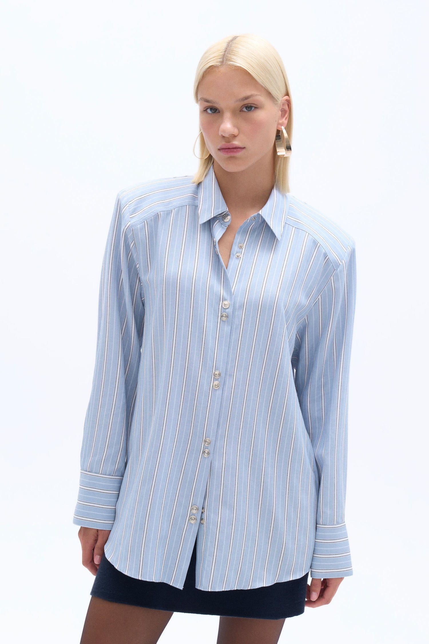 Striped Shirt with Shoulder Pad