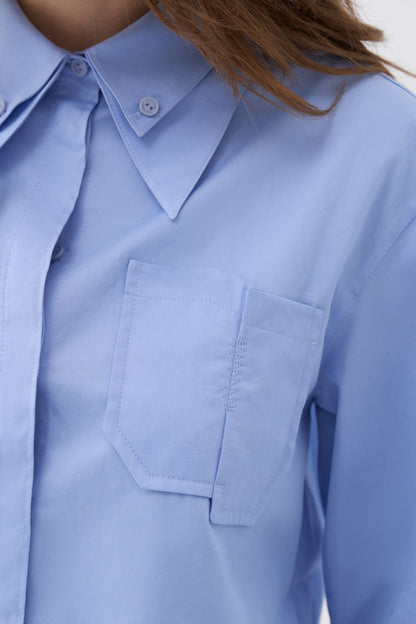 Double Collar Cotton Button-Up Shirt