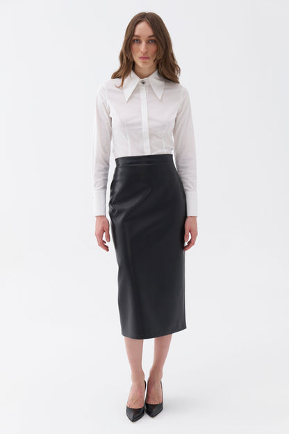 High Waist Faux Leather Skirt