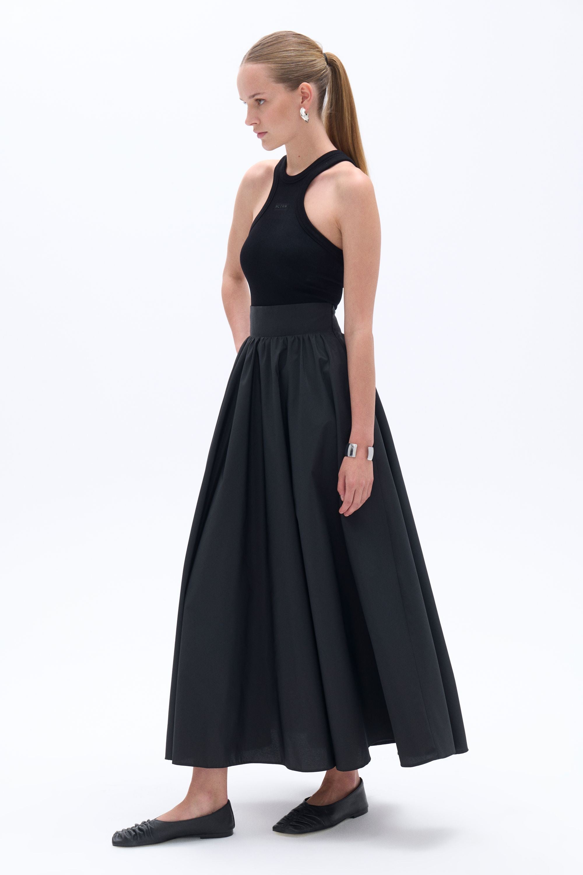 High Waist Taffeta Skirt