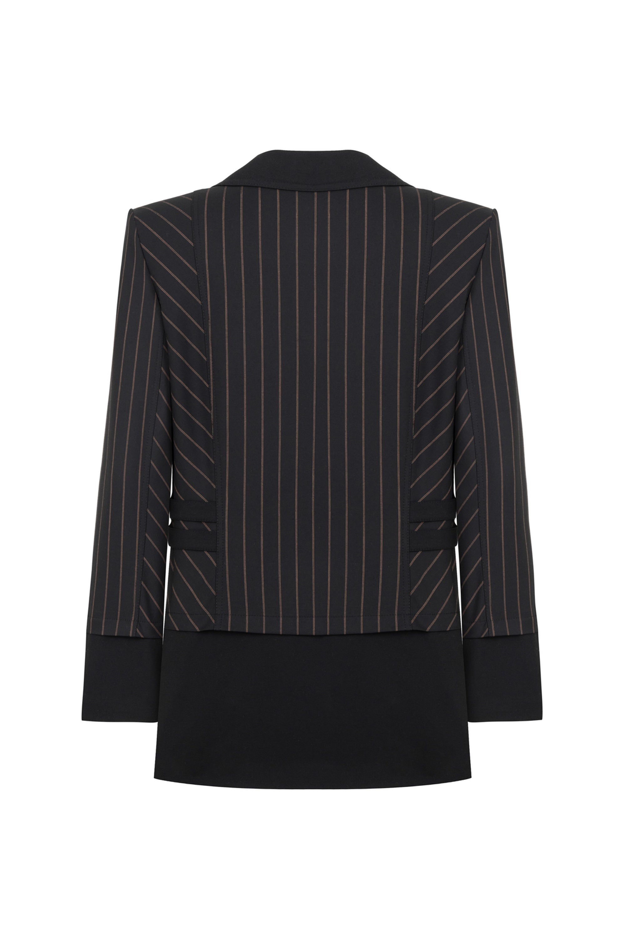 Striped Double Breasted Jacket with Belt Detail