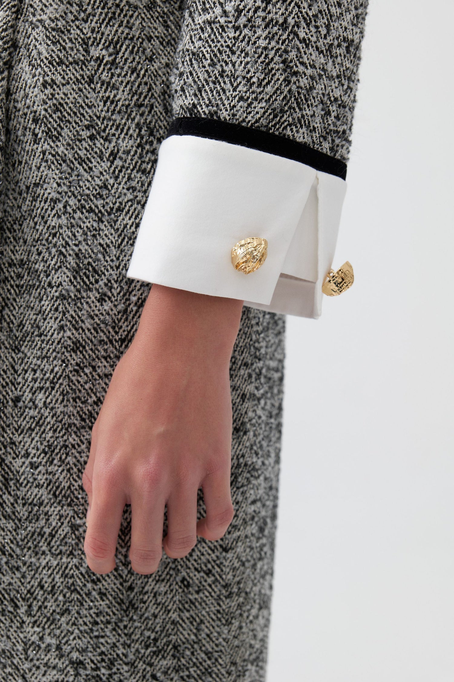 Gold Button Detailed Crop Jacket