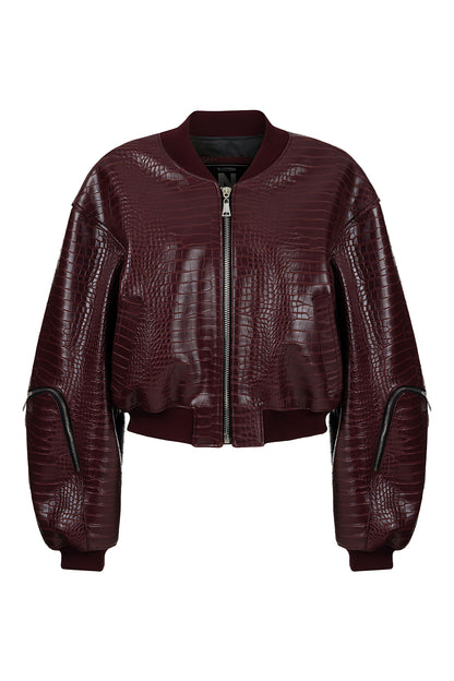 Faux Leather Bomber Jacket