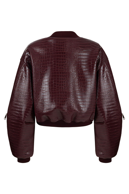 Faux Leather Bomber Jacket