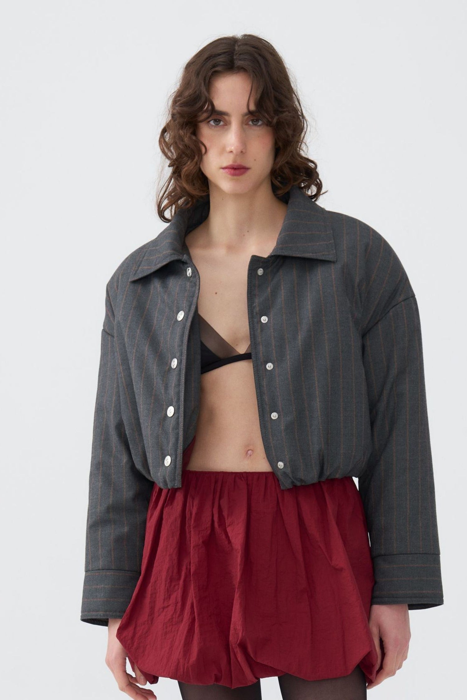 Striped Padded Shoulder Jacket