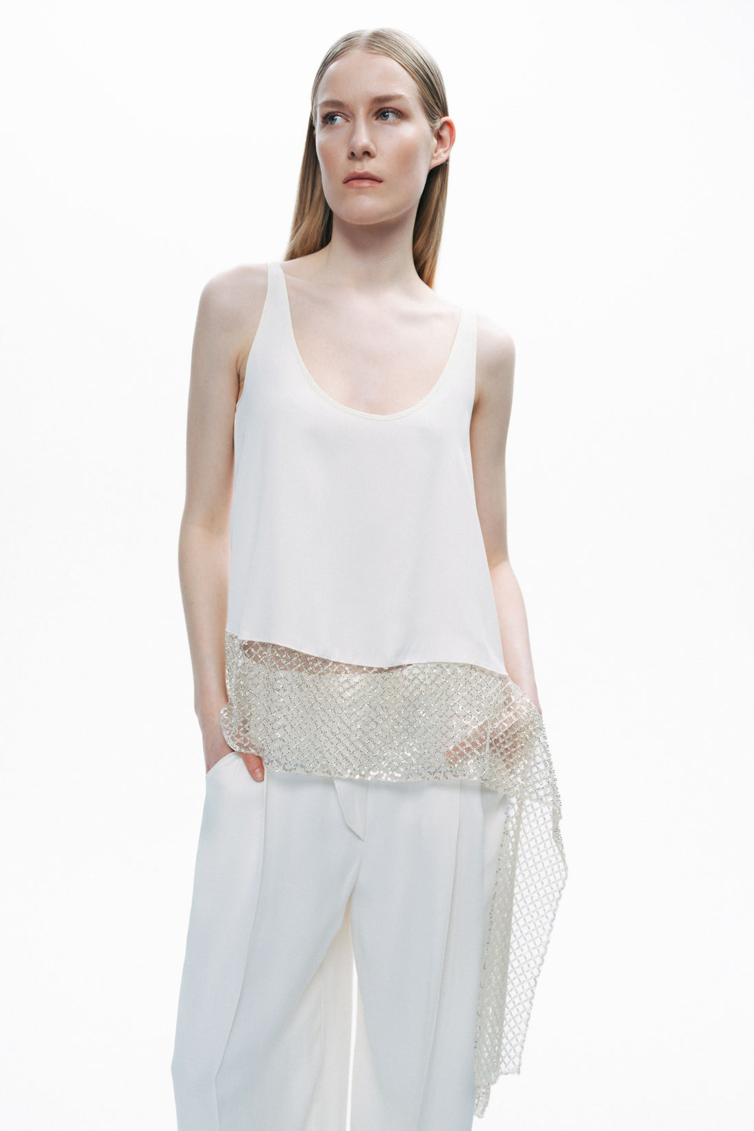 Ecru Tie Detail Blouse